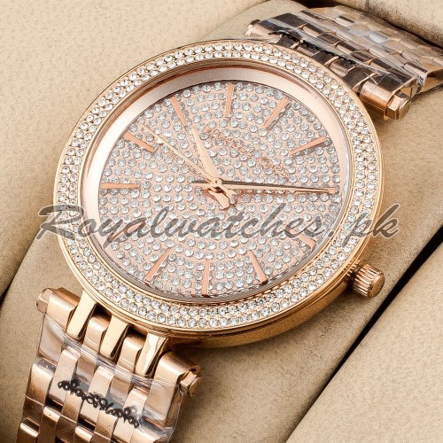 MICHAEL KORS Oversized Layton Pavé Rose Gold-Tone Watch